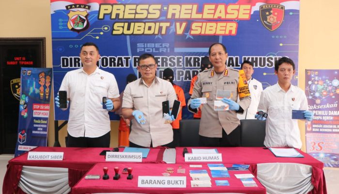 Polda Papua Gelar Press Release Terkait Kasus Penipuan Warisan Fiktif Sebesar 50 Miliar Melalui Medsos