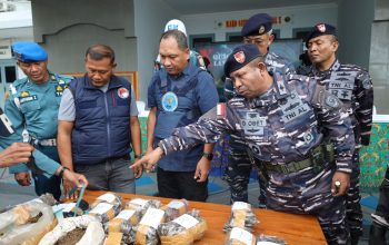 Buru Longboat TNI AL Temukan Ganja 13 Kg di Tengah Laut