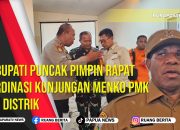 Pj Bupati Puncak Pimpin Rapat Kordinasi Kunjungan Menko PMK Di 2 Distrik
