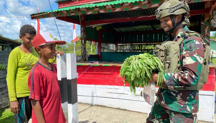 Sepenggal Cerita Pos Kout Satgas Yonif 512/QY : Sayuran Segar dari Adiks, Kakak Tentara dibuat Terharu