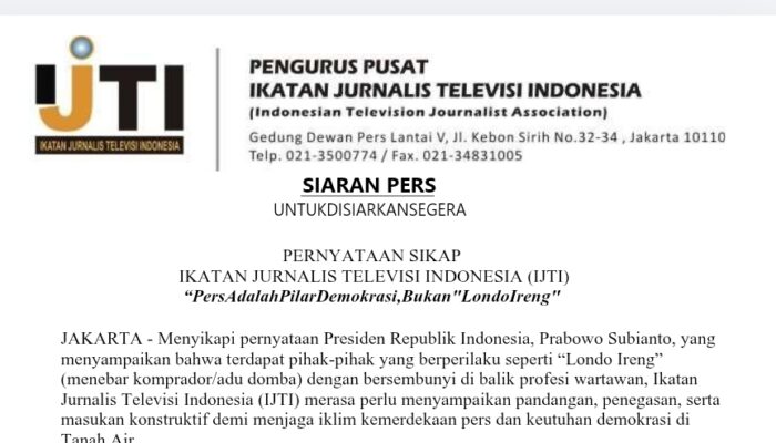 IJTI Minta Presiden Hindari Label Negatif terhadap Profesi Jurnalis