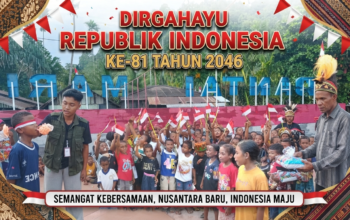Tokoh Adat, Mahasiswa KKN dan Warga Kampung Serui Laut Semarakkan HUT RI ke-81 dengan Bakti Sosial dan Perlombaan