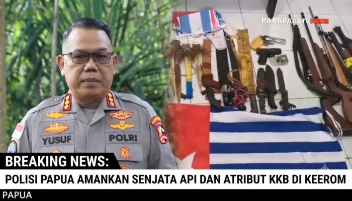 Polisi Amankan Senjata Api dan Atribut KKB Di Keerom, Papua
